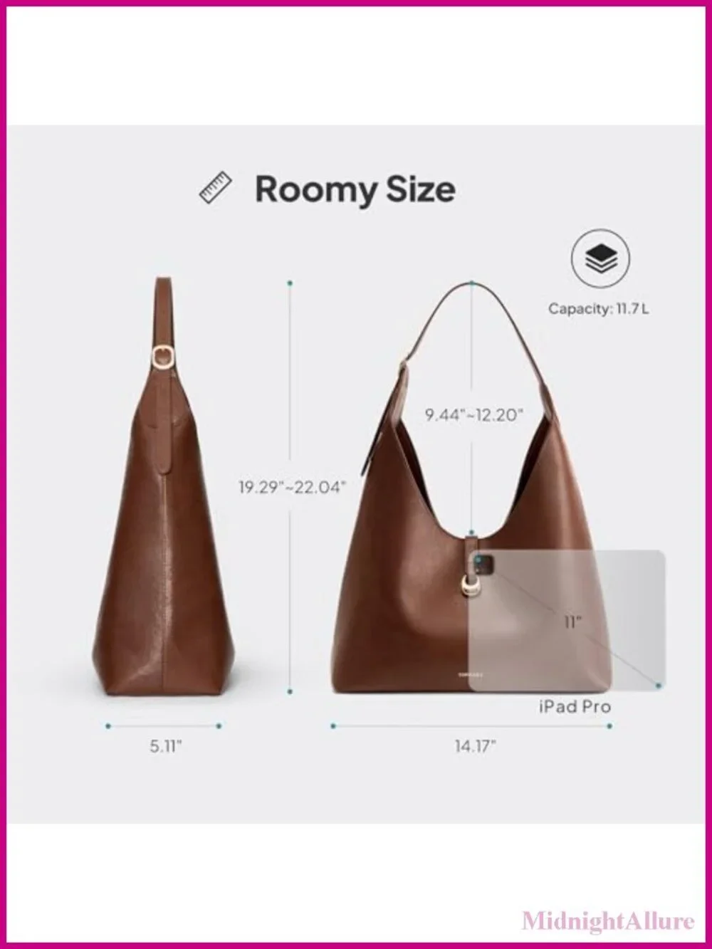 Slouchy Hobo Bag Large Shoulder Handbag PU Leather Crescent Tote Purse